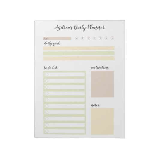 Modern Earthy Personalized Daily Planner Notitiebl Notitieblok (Gedraaid)