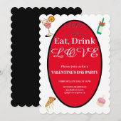 Modern Eat Drink Liefde Valentijnsdag Harten Kaart (Voorkant / Achterkant)