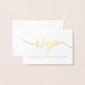 Modern ECHT FOLIE script RSVP Gold Kaarten (Voorkant met envelop)