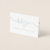 Modern ECHT FOLIE script RSVP Silver Kaarten (Voorkant)