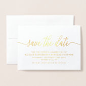 Modern ECHT FOLIE script Save the Date Gold Kaarten (Voorkant met envelop)