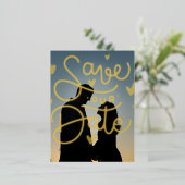 Modern echt goud Bewaar de datum Folie Briefkaart (Staand Voorkant)