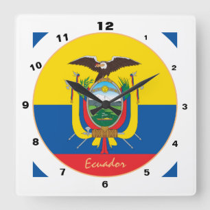 Modern Ecuador vlag, trendy Ecuador Home / design Vierkante Klok