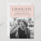 Modern Edge Blush Pink Photo Afstuderen Aankondiging (Voorkant)