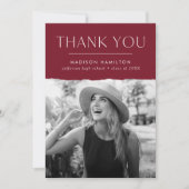 Modern Edge Bourgondië Foto Afstuderen Bedankkaart (Voorkant)