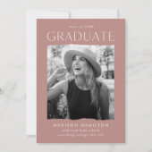 Modern Edge Dusty Roos Photo Afstuderen Aankondiging (Voorkant)