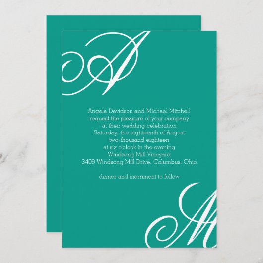 Modern Edge Monogram Weddenschap Kaart (Voorkant / Achterkant)