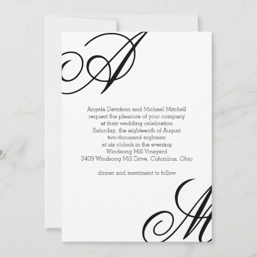 Modern Edge Monogram Weddenschap Kaart (Voorkant)