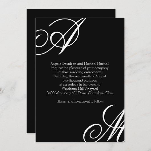 Modern Edge Monogram Weddenschap Kaart (Voorkant / Achterkant)