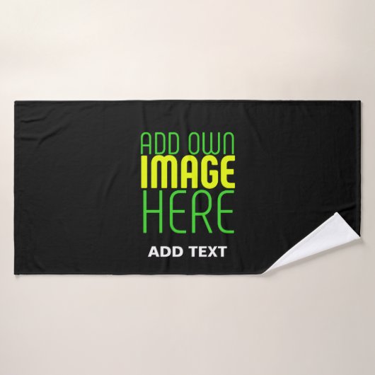 MODERN EDITABLE SIMPLE BLACK IMAGE TEXT TEMPLATE BADHANDDOEK (Badhanddoek)