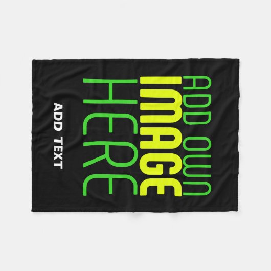 MODERN EDITABLE SIMPLE BLACK IMAGE TEXT TEMPLATE FLEECE DEKEN (Voorkant (Horizontaal))