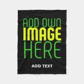 MODERN EDITABLE SIMPLE BLACK IMAGE TEXT TEMPLATE FLEECE DEKEN (Voorkant)