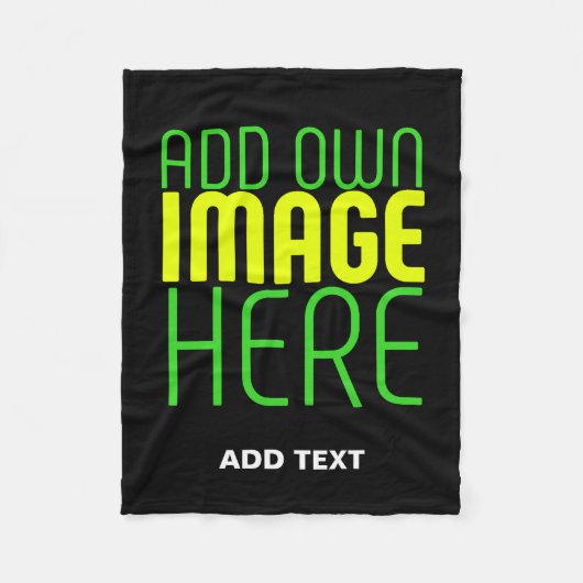 MODERN EDITABLE SIMPLE BLACK IMAGE TEXT TEMPLATE FLEECE DEKEN (Voorkant)