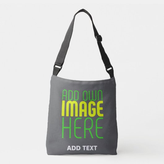 MODERN EDITABLE SIMPLE GREY IMAGE TEXT TEMPLATE CROSSBODY TAS (Voorkant)