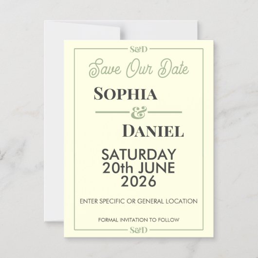 Modern Editable Wedding Save The Date Card Magnetische Uitnodiging (Voorkant)