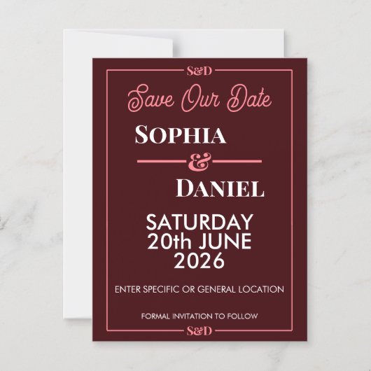 Modern Editable Wedding Save The Date Card Magnetische Uitnodiging (Voorkant)