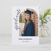 Modern Editorial Script Arched Graduation 2026  Aankondiging (Staand voorkant)