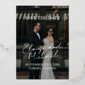 Modern Editorial Script Typography Save the Date Folie Uitnodiging (Voorkant)