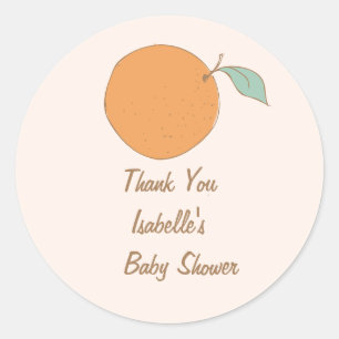 Modern een beetje schattig Oranje Baby shower Dank Ronde Sticker