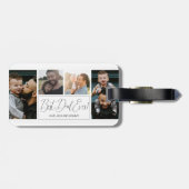 Modern Eenvoudig 4 Fotocollage Vaderdag Bagagelabel (Achterkant horizontaal)
