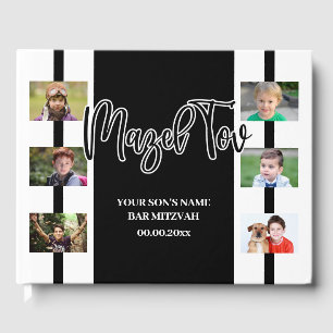 Modern eenvoudig 6 foto mazel tov bar mitzvah jong gastenboek