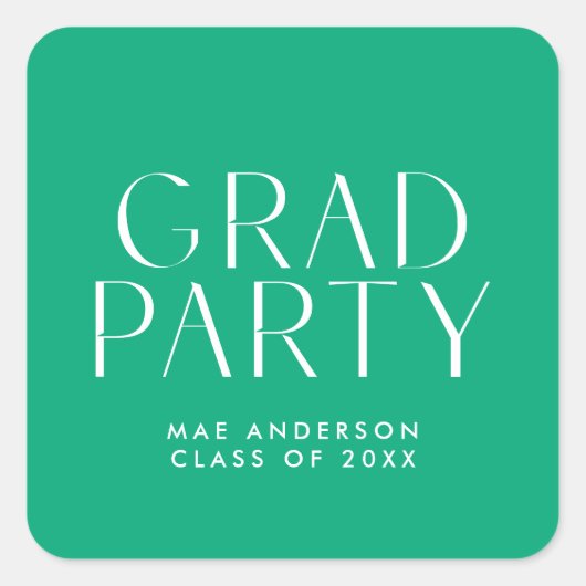 Modern Eenvoudig Afstudeerder Party Envelope Seal Vierkante Sticker (Voorkant)