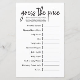 Modern Eenvoudig Baby shower Spel Raad de prijs