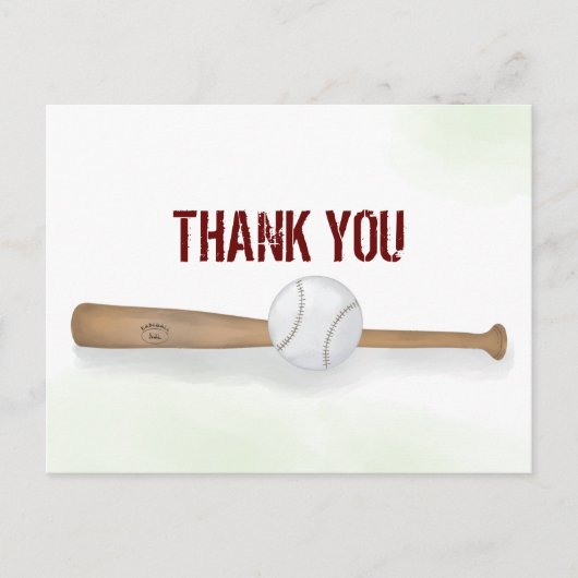 Modern Eenvoudig Baseball Bedankt Waterverf Briefkaart (Voorkant)