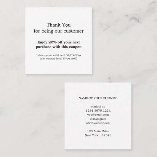 Modern eenvoudig bedrijf dank u kortingskaartje (Voorkant / Achterkant)