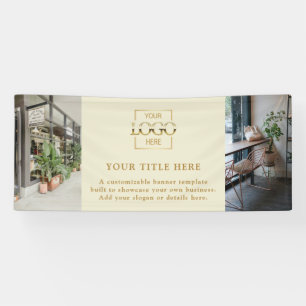 Modern Eenvoudig Beige Aangepast Zakelijk Logo & F Spandoek