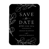 Modern Eenvoudig Blad Zwart Bruiloft Save the Date Magneet (Verticaal)