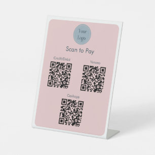 Modern Eenvoudig Blauw Roze Scan om QR Codes te be Reclamebord Met Voetstuk