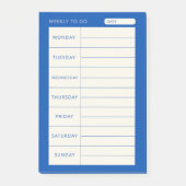 Modern eenvoudig blauw weekblad post-it® notes (Voorkant)