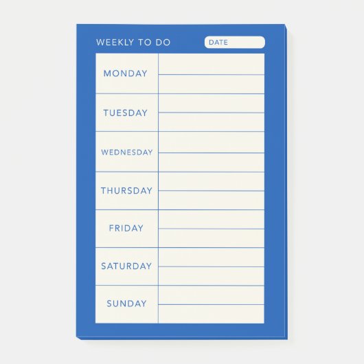 Modern eenvoudig blauw weekblad post-it® notes (Voorkant)