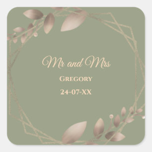 Modern Eenvoudig botanisch elegant salie groen gou Vierkante Sticker