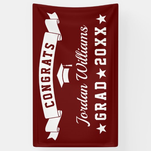 Modern Eenvoudig Bourgondisch Afstudeerfeest 2024 Spandoek (Verticaal)