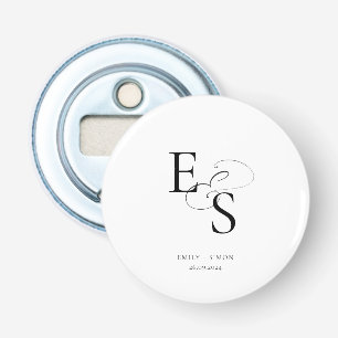 Modern Eenvoudig Bruiloft Monogram Ampersand Button Flesopener