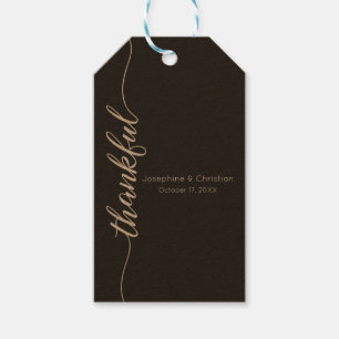 Modern eenvoudig bruiloft paar dankbaar script cadeaulabel