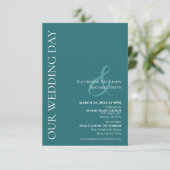 Modern Eenvoudig Bruiloft-Smaragd Groen- Kaart (Staand voorkant)