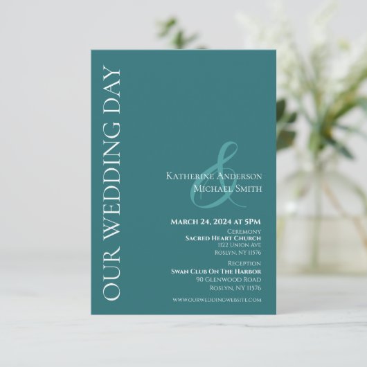 Modern Eenvoudig Bruiloft-Smaragd Groen- Kaart (Staand voorkant)