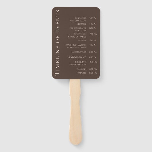 Modern eenvoudig bruiloftsland bruin handwaaier (Achterkant)