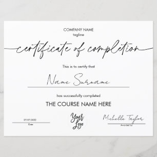 Modern eenvoudig certificaat van voltooiing Voeg L