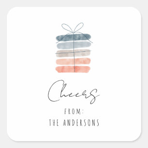 Modern Eenvoudig Chic Cheers! Cadeau voor Jou Vierkante Sticker