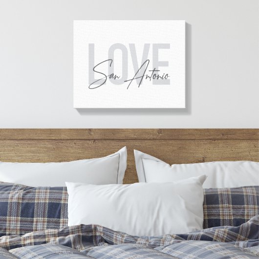 Modern, eenvoudig, chic, Love San Antonio Design C Canvas Afdruk (Insitu (Slaapkamer))