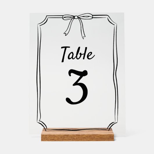 Modern Eenvoudig Chique Bow Trouwtafel Nummer Acryl Bord (Voorkant)