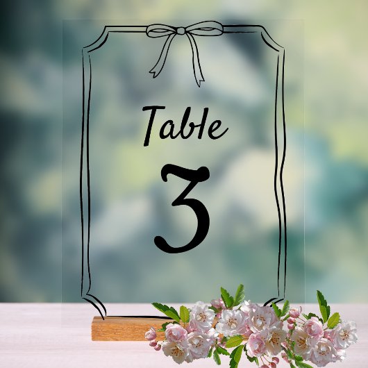 Modern Eenvoudig Chique Bow Trouwtafel Nummer Acryl Bord