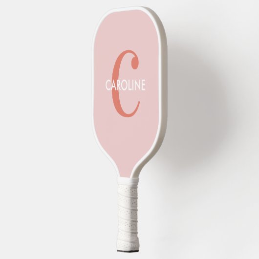 Modern Eenvoudig Classic Initiaal Roze Blush Pickleball Paddle (Links)