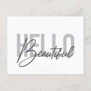Modern, eenvoudig, coole typograaf Hello Beautiful Briefkaart