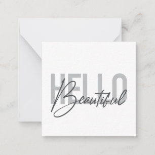 Modern, eenvoudig, coole typograaf Hello Beautiful Notitiekaartje