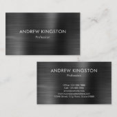 Modern Eenvoudig Donkergrijs Nep Geborsteld Staal  Visitekaartje (Voorkant / Achterkant)